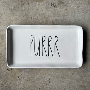 White Ceramic Tray with 'Purrr' Text